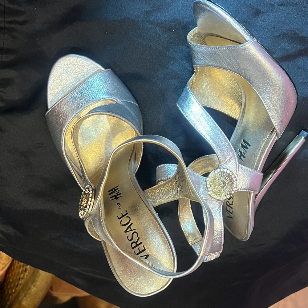 Versace forHMMetallic Silver sandals